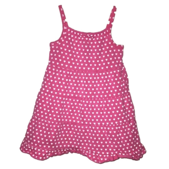 FADED GLORY Pink & White Heart Polka Dot Spaghetti Strap Dress - Picture 1 of 3